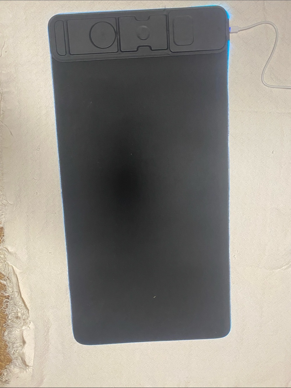 Black LED Edge Gaming Desk Pad with Accessory Slots